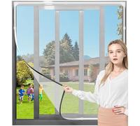Fly Screens for Windows Adjustable Magnetic Window Fly Screen Window Max 120x180 cm Fits Any Smaller Size Easy Installation Keep Bugs/Flys/Mosquitoes Out (White Frame Gray Mesh)