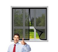 Fly Screens for Windows Magnetic 69 x 105 cm with Magnets&Full Frame Magic Tape Keep Magnetic Fly Insect Screen for Keeping Out Flies & Bug, Black
