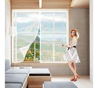 Fly Screens for Windows Magnetic 78 x 66 cm Patio Curtain Insect Mesh Close Automatically, Keep Bugs Out & Let Fresh Air, Washable, with Magic Tape, for Window, Balcony, White