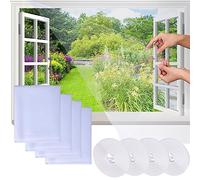 Fly Screens for Windows Net, DIY 4 Pack 1.3mx1.5m Window Netting for Insects, with Cutter and Self-Adhesive Tape, Easy Installation Keep Flys/Bugs/Mosquitoes Out (130 x 150CM, White)