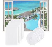 Fly Screens for Windows Net, DIY 5 Pack 1.3mx1.5m Window Netting for Insects, with Cutter and Self-Adhesive Tape, Window Nets Easy Installation Keep Flys/Bugs/Mosquitoes Out (130 x 150CM, White)