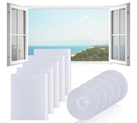 Fly Screens for Windows Net, DIY 6 Pack 1.3mx1.5m Window Netting for Insects, with Cutter and Self-Adhesive Tape, Window Nets Easy Installation Keep Flys/Bugs/Mosquitoes Out (130 x 150CM, White)