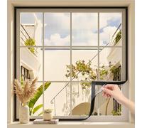 Fly Screens for Windows No Drill, Window Netting for Insects and Bugs, Window Fly Screen Replacement Mesh with Self Adhesive Hook Tape, Removable Washable Insect Net(Noir,90x180cm)