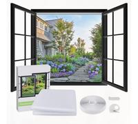 Fly Screens for Windows - Window Nets to Keep Bugs Out Fine Mesh, Max Size 59” x 70”Fits Any Size Smaller, Bug Net for Windows with Cutter Press-On Tool and Self-Adhesive Tape Easy Installation