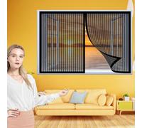 Fly Screens Window Nets 135 x 195 cm Reinforced Anti-Tearing Insect Fly Mesh, Keep Insects Out for Window, Transparent Screen, Black