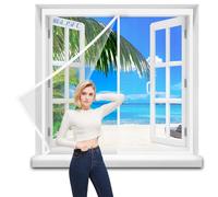 Fly Screens Window Nets 180x140cm Patio Curtain Insect Mesh for Keeping Out Flies & Bug, Flyscreen French Doors, Mosquito Double Door Magnetic ScreenFly Doors White