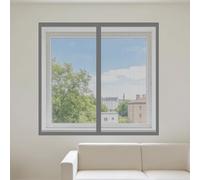 Fly Screens Windows 115 x 120 cm Selfadhesive Tape Fly Screen for Window with Installation Accessories for Home, Office, Bedroom, Living Room Kitchen, Grey