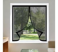 Fly Screens Windows 115 x 120 cm with Selfadhesive Fly Screen for Window Easy Install for Living Room Bedroom Offfice, Black