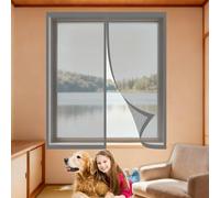 Fly Screens Windows 115 x 125 cm Selfadhesive Tape Window Netting for Insects Fine Mesh Design Prevents Tiny Insects from Entering for Living Room Bedroom Offfice, Grey