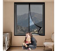 Fly Screens Windows 60 x 100 cm with Selfadhesive Mosquito Net Window Without Drilling Or Screwing with Self Adhesive Tape for Windows Doors and Patio Screens, Black