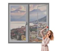 Fly Screens Windows 60 x 155 cm Keep Fly Mosquito Out No Drilling Screen for Windows Custom Size for Home, Office, Bedroom, Living Room Kitchen, Grey