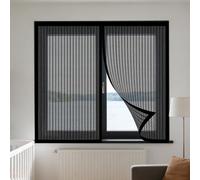 Fly Screens Windows 90 x 70 cm with Selfadhesive Magnetic Window Fly Screens for Windows Easy Installation for Window, Bedroom, Living Room, Kitchen Patio, Black