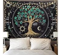 FLY SPRAY Aesthetic Tree of Life Tapestry Trippy Wall Tapestry Hippie Sun Moon Star Galaxy Space Tapestries Forest Wall Hanging Decor Vibrant Nature Home Decoration for Bedroom, Living Room, Dorm