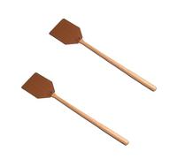 Fly Swatter 19 Inch, 2 Pieces PU Leather Fly Swat with Long Wooden Handle, Manual P-est Control for Mos-quito Wasp B-ug In-sect, Heavy Duty Swatters for Indoor Outdoor Home Kitchen