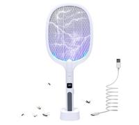 Fly Swatter Electric, 1200mAh Rechargeable Bug Zapper Racket 3500V with Attractant LED Light, Handheld & Standing Insect Zapper Racket Fly Catcher for Indoor Outdoor Camping