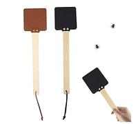 Fly Swatter Hand 2PCS PU Fly Swat with Wood Hand Simple Rustic Fly Squatters Manual Fly Bat with Hanging Rope for Indoor Outdoor Mosquito Control 17.40x5.12x4.53 InchSquatters