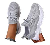 Fly Weave Women's Sneakers with Soft Round Toe and Breathable Mesh Upper for All-Day Comfort n63 Grey