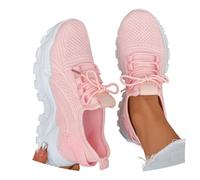Fly Weave Women's Sneakers with Soft Round Toe and Breathable Mesh Upper for All-Day Comfort n63 Pink