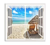 Fly Window Screen, 140x220CM Curtain Insect Mesh White, Insect/Bug Mosquito/Fly/Spider Net Mesh Fly Screen Protector with Full Frame Magic Tape and Powerful Magnets That Snap Shut Automatically