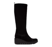 Fly Womens BUDI Black Suede Leather High Platfrom Wedge Heel Long Boots