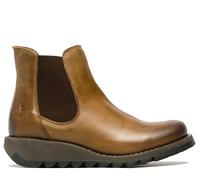 Fly Womens Camel SALV Chelsea Leather Ankle Casual Wedge Heel Boots