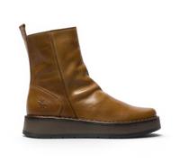 Fly Womens Camel Tan RENO Leather Zip Up Platform Comfort Ankle Boots