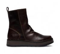 Fly Womens Dark Brown RENO053FLY Leather Zip Up Platform Comfort Ankle Boots