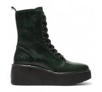Fly Womens Petrol Green HAIT273 Leather Lace-up Chunky Platform Ankle Boots