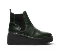 Fly Womens Petrol Green HELY Chelsea Leather Ankle Pull-On Platform Boots