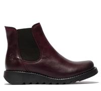Fly Womens Red SALV Chelsea Leather Ankle Casual Wedge Heel Boots