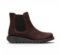 Fly Womens SALV Chelsea Burgundy Suede Leather Ankle Wedge Heel Boots