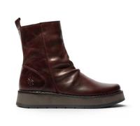 Fly Womens Wine Red RENO Leather Zip Up Platform Comfort Ankle Boots
