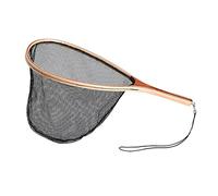 Fly Wooden Fishing Net Durable Soft Rubber Landing Handle Trout Mesh(Black)