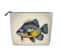 Fly Yellow Fish print Cosmetic Bag, Makeup Bag Organizer with Zipper Cute Make Up Pouches Travel Szie Toiletry Bag, Black, One Size