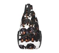Fly Yellow Fish Print Sling Backpack, Sling Bag, Crossbody Chest Bag Daypack, for Hiking Travel, Dachshund Weiner Pet Dog, One Size, Sports