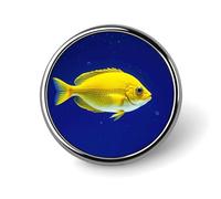 Fly Yellow Fish Round Badge Personalized Metal Lapel Pin Badges Fit Clothing Bags Hat Humorous Printed Brooch Badge Party Decorations Accessories for Men Women