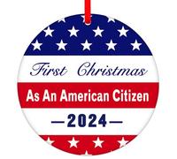 FLYAB First Christmas As an American Citizen Ornaments 2024 Americans Citizen Ornaments for Xmas Tree Decorations Christmas Ornament Gifts for New Americans US Citizenship Gifts