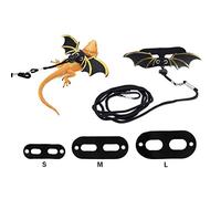 Flyan 1 Set Adjustable Lizard Leash,3 Sizes Reptile Leather Harness Bearded Dragon Rope with Cool Wings for Amphibians Chameleons Small Pet Animals