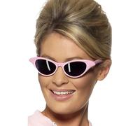 Smiffys Flyaway Style Rock & Roll Sunglasses, Pink with Diamante, 1950's Rock'n'Rolla Fancy Dress, Adult Dress Up Accessories