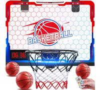 flybakiz Mini Indoor Basketball Hoop with 7-Color Lights & 3-Light Effects & Scoreboard & Timer,Over The Door Bedroom Office Basketball Hoop for 3-12 Year Old Kids Boys Birthday Christmas
