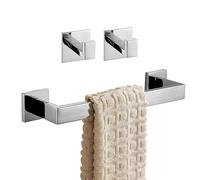 Flybath 2 Coat Hooks and 30cm Towel Rail Set Square SUS 304 Stainless Steel Mirror Polished Wall Mounted