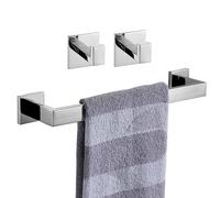Flybath 2 Coat Hooks and 40cm Towel Rail Set Square SUS 304 Stainless Steel Mirror Polished Wall Mounted