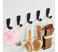 Flybath Coat Hook Brass Robe Towel Hooks Contemporary Style Matte Black Finish Wall Mounted - 5 Pack