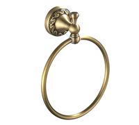 Flybath Round Towel Ring Antique Brass Exquisite Pattern Carving Hanger Hand Towel Holder for Bathroom Kitchen Accessories Wall Mounted, Brushed Bronze