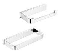 Flybath Toilet Roll Holder and Towel Ring Set Solid Brass Square Stylish Bathroom Accessories Wall Mounted Polished Chrome