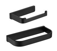 Flybath Toilet Roll Holder and Towel Ring Set SUS 304 Stainless Steel Bathroom Hand Towel Rail Wall Mounted Matt Black