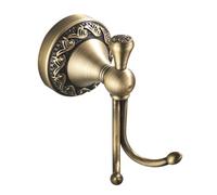 Flybath Wall Hook Antique Brass Exquisite Pattern Carving Double Hook Design Coat Towel Hooks for Bathroom Kitchen Organizer Wall Mounted, Brushed Bronze
