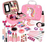 Flybay Kids Makeup Sets for Girls, Washable Make Up Set Girl Toys, Girls Make Up Set with Vanity Case, Princess Play Games Children Toys Christmas Birthday Gifts for Girl Ages 4-9