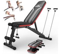 FLYBIRD Adjustable Bench, Utility Weight Bench with 8-Position Adjustable Backrest/3-Position Adjustable Footrest, 318 kg Weight Capacity, Foldable Workout Bench with 90° Angle for Home Gym