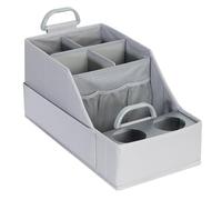 FLYBOX Car Seat Organizer Backseat Car Organizer with 12 Storages Compartments and 2 Metal Cup Holders,Storage Box for Front Back Passenger Between Behind Middle Seats for Car Truck Trunk Van,Gray